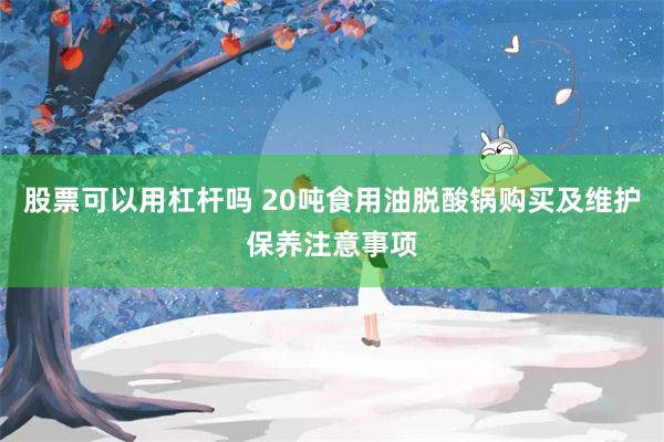 股票可以用杠杆吗 20吨食用油脱酸锅购买及维护保养注意事项