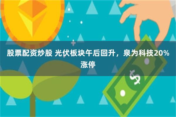 股票配资炒股 光伏板块午后回升，泉为科技20%涨停